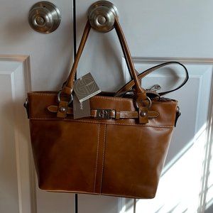 Gianni Bernini Large Brown Leather Tote